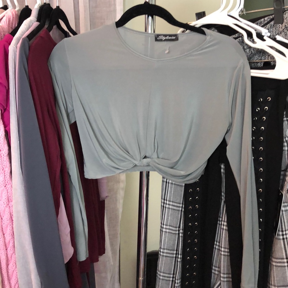 Gray crop top